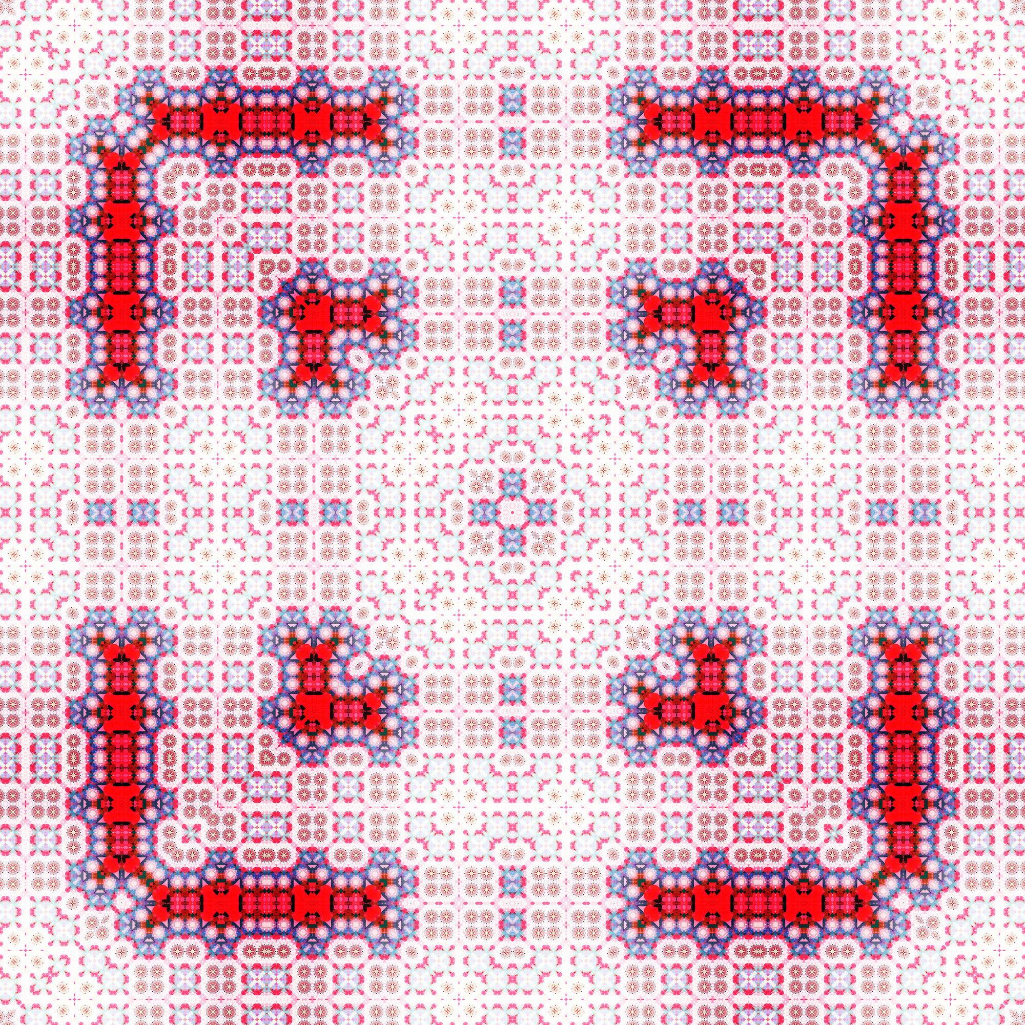 Geometryczny haft na lnianej tkaninie